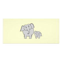 Two Elephants. Cute Adult and Baby Cartoon. Custom Rack Cards