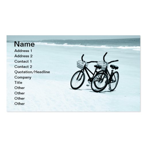 two empty touring bikes on a beach business card template