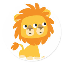 Two-Faced the cutest cartoon lion round sticker