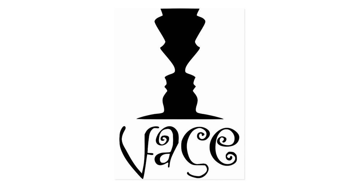 Two Faces or Vase Optical Illusion Postcard Zazzle