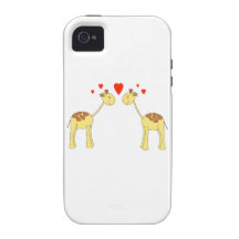 Two Facing Giraffes with Hearts. Cartoon. iPhone 4/4S Cases