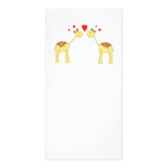 Two Facing Giraffes with Hearts. Cartoon. Photo Card