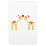 Two Facing Giraffes with Hearts. Cartoon. Flexible Magnets