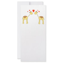 Two Facing Giraffes with Hearts. Cartoon. Rack Card Design