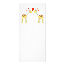 Two Facing Giraffes with Hearts. Cartoon. Rack Card Design