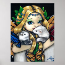 Two Fae Ferrets ART PRINT  fairy ferret fantasy