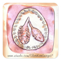 Two Feathers By Sheri Kerr Square Stickers
