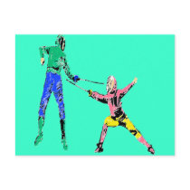 TWO FENCERS POSTCARD