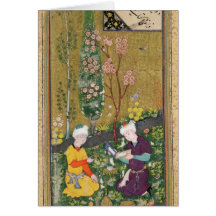 Two Figures Reading and Relaxing in an Orchard Cards