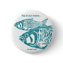 Two Fish Blue Personalized Pins buttons