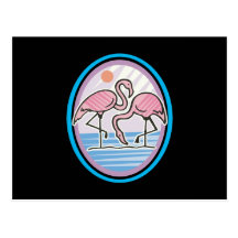 two flamingos design post card