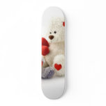 Two Fluffy Teddy Bears On White Background Custom Skate Board