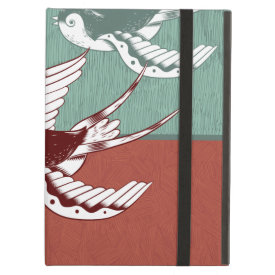 Two Flying Sparrows Birds Red Blue Color Blocks iPad Cover