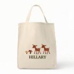 TWO FOREST DEER Grocery Tote Bag - add a NAME!