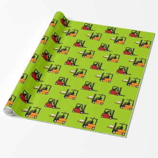 Two Forklifts One Dog Fun Any Color Gift Wrap