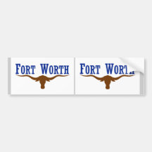 Two Fort Worth Flag Bumper Sticker