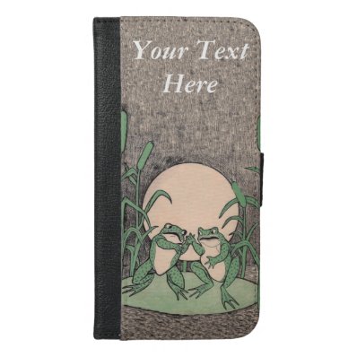 Two Funny Angry Fighting Frogs on Lily Pad iPhone 6/6S Plus Wallet Case