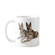 Two German Shepherd Dogs Art Mug