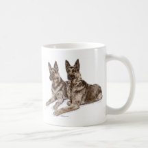 Two German Shepherd Dogs Art Mug