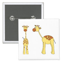 Two Giraffes. Cartoon Pin