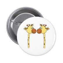 Two Giraffes Close-up. Cartoon Pin