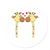 Two Giraffes with Hearts. Cartoon Animals. Custom sticker