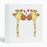 Two Giraffes with Red Love Hearts. Cartoon Vinyl Binders