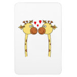 Two Giraffes with Red Love Hearts. Cartoon Magnets