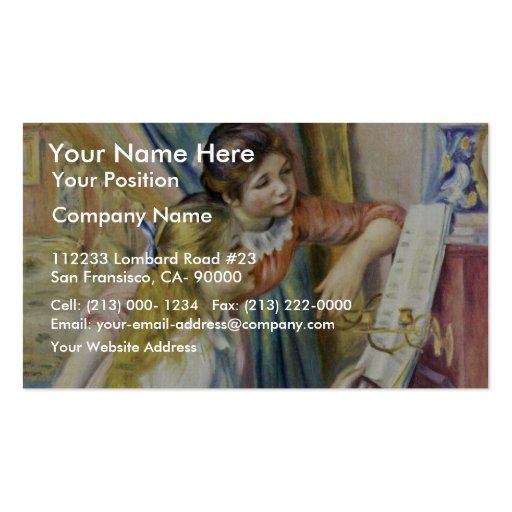 Two Girls At The Piano,  By Pierre-Auguste Renoir Business Card Templates (front side)