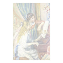Two Girls At The Piano,  By Pierre-Auguste Renoir Stationery Paper