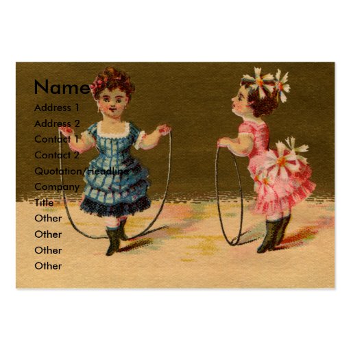 Two Girls Play with Rope and Hoop Business Card Templates