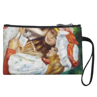 Two Girls Reading Pierre Auguste Renoir painting Makeup Bags