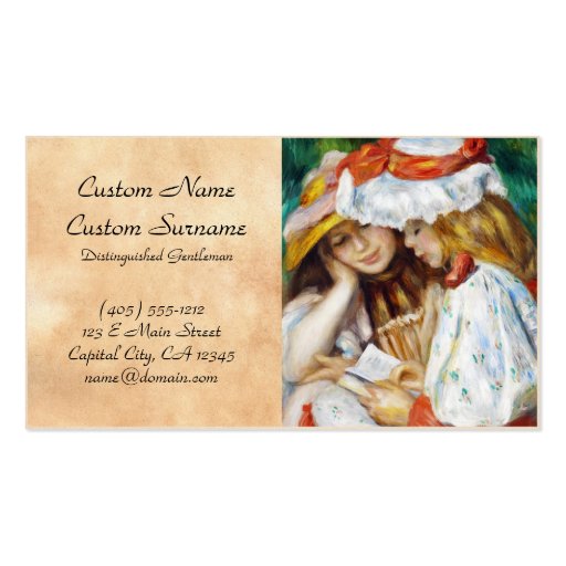 Two Girls Reading Pierre Auguste Renoir painting Business Cards (front side)