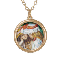 Two Girls Reading Pierre Auguste Renoir painting Personalized Necklace