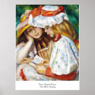 Two Girls Reading Pierre Auguste Renoir painting Print