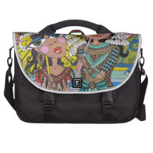 Two Girls with Parasols Laptop Commuter Bag