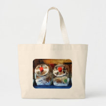 Two Glass Cookie Jars Canvas Bags