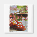 Two Glasses of Wine with Grapes Fridge Magnet