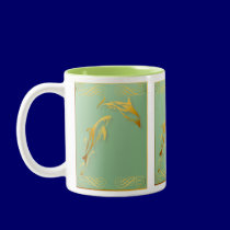 Two Gold Dolphins Mugs