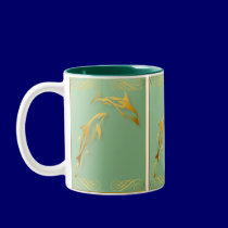 Two Gold Dolphins Mugs