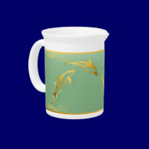 Two Gold Dolphins Pitcher