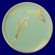 Two Gold Dolphins Plates