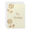 Two Gold Roses, Gold Wedding Invitations invitation