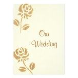 Two Gold Roses, Gold Wedding Invitations invitations