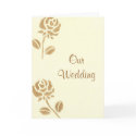 Two Gold Roses Wedding Invitations, Flowers card