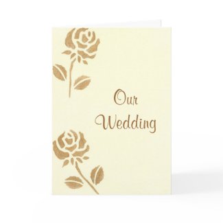 Two Gold Roses Wedding Invitations, Flowers card