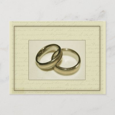 Two gold wedding rings post card