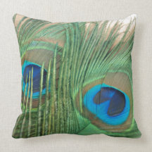 Two Golden Peacock Feathers Still Life Pillows