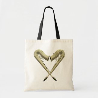 Two Golden Saxophones Heart Shape Craft & Shopping bag