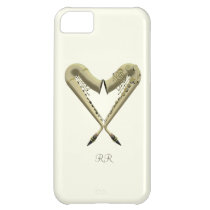 Two Golden Saxophones Heart Shape on iPhone 5 Case at Zazzle